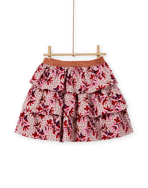 Girl's corduroy ruffled skirt with floral print MACOMJUP2 / 21W901L1JUPD329