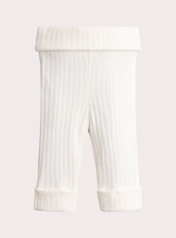 Ecru birth leggings in warm knit VOU1LEG / 24WF42C1CAL001
