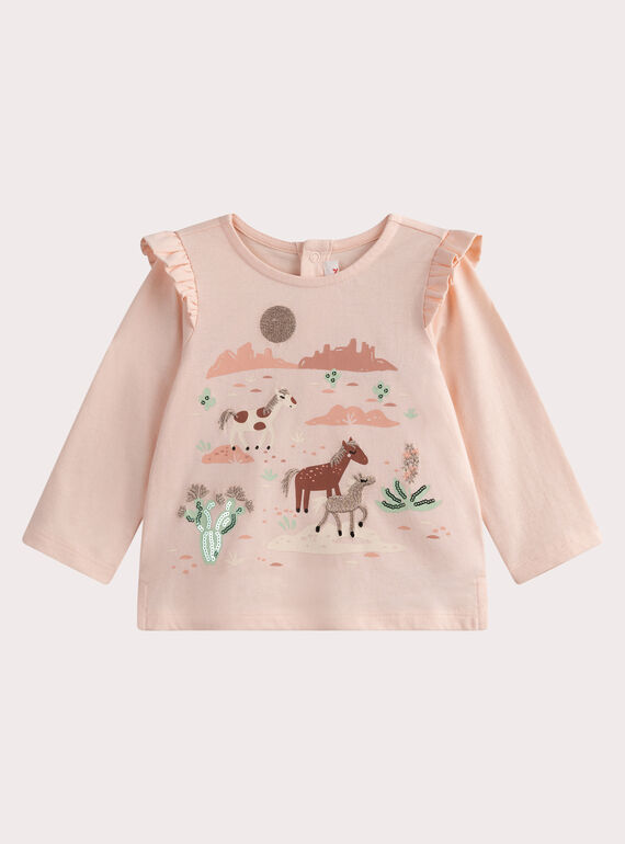 Baby girls' pastel pink T-shirt WILANTEE2 / 25SG0943TMLD326