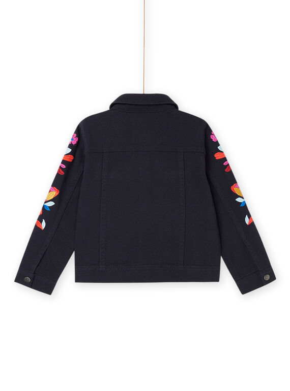 Black denim jacket with embroidered sleeves RAJUNVEST / 23S901U1VESC243