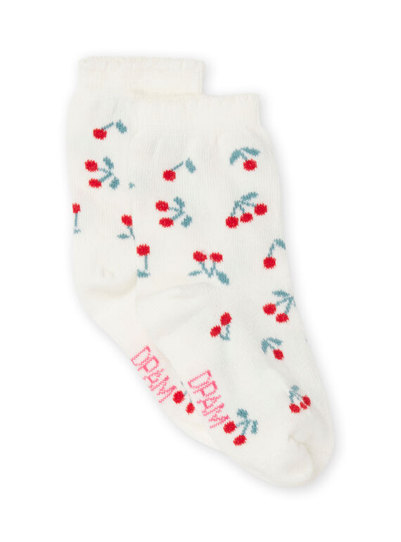 Ecru layette socks with cherry print RYIJOSOQ1 / 23SI0975SOQ001