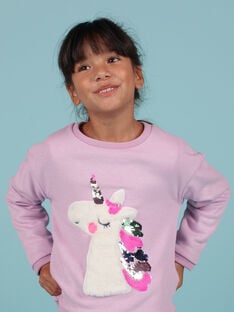 Girl's reversible unicorn sweatshirt with sequins MAPLASWEA / 21W901O1SWE326