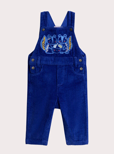 Long blue velvet overalls for baby boy  VUROSAL2 / 24WG10P2SALC207