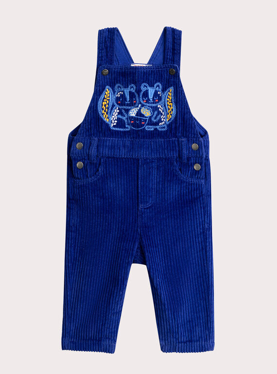 Long blue velvet overalls for baby boy  VUROSAL2 / 24WG10P2SALC207