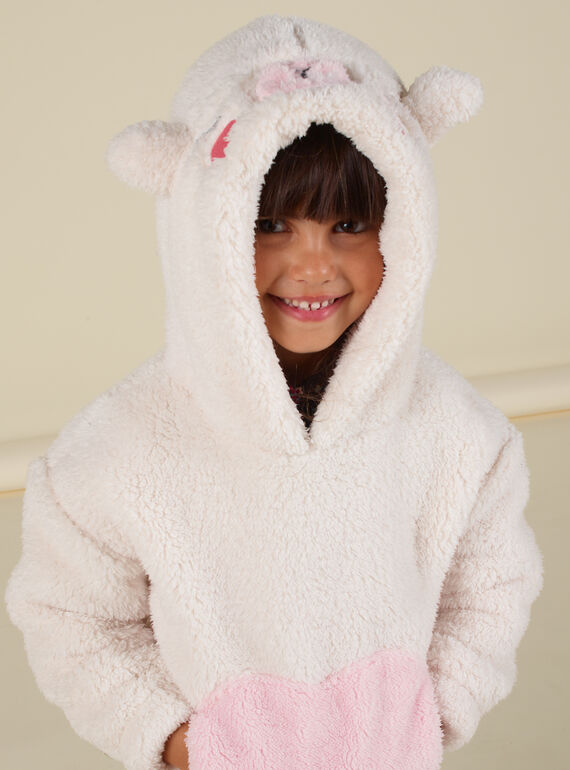 Girl's ecru rabbit hoodie MAHISWEA / 21W901U1SWE003