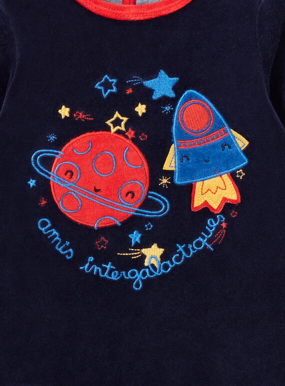 Navy blue velvet sleep suit for boys with space motifs LEGAGRESPA / 21SH1452GRE713