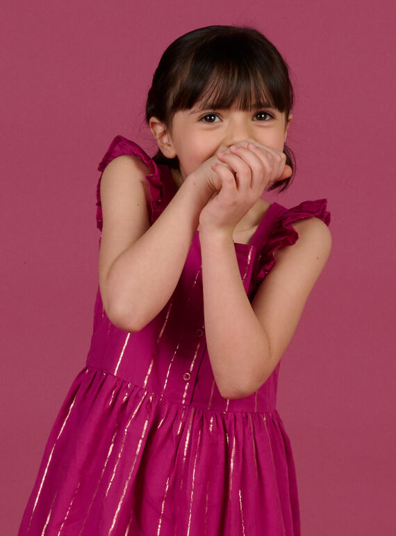 Black and iridescent stripes dress child girl NAFLAROB3 / 22S901R4ROBD302