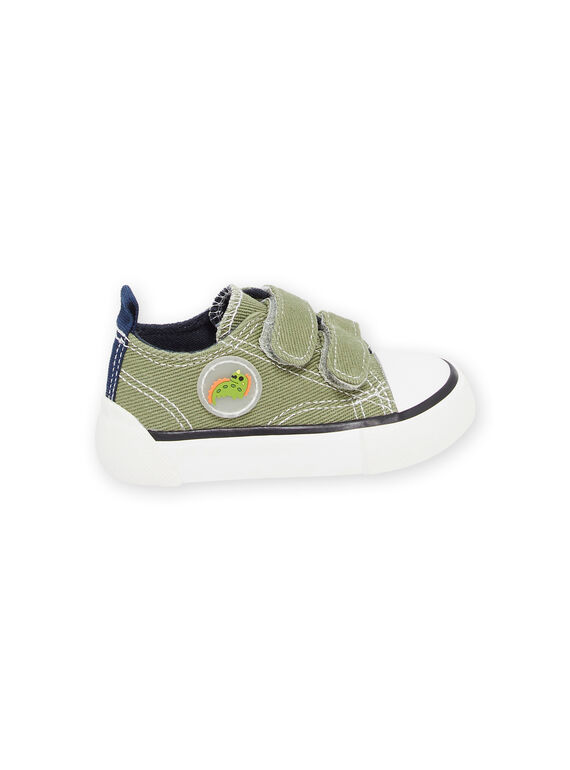 Khaki canvas sneakers with dinosaur patch RUTOILDINO / 23KK3872D16604