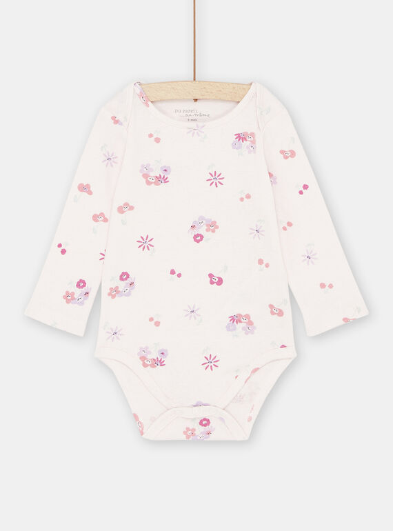 Baby Girl Light Pink Floral Print Bodysuit SEFIBODFLE / 23WH1362BDLD322