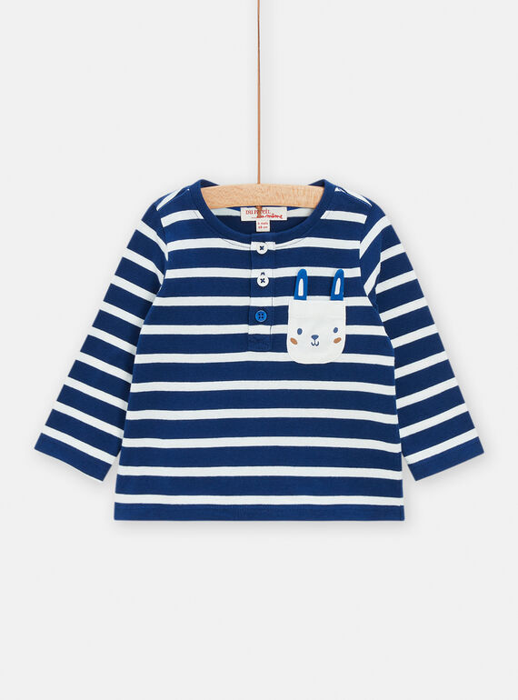 Boy's blue striped T-shirt TUJOTUN2 / 24SG10B1TMLC214