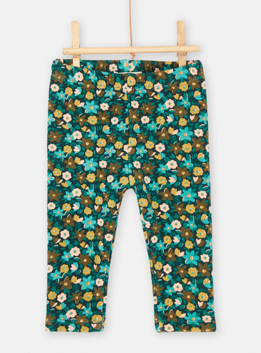 Baby girl petrol blue pants with floral print SIDUPAN2 / 23WG09P2PAN716