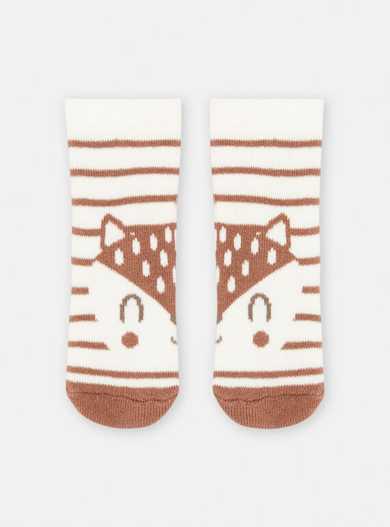 White and brown socks with mixed stripes print SOU2CHO2 / 23WF4121SOQA001