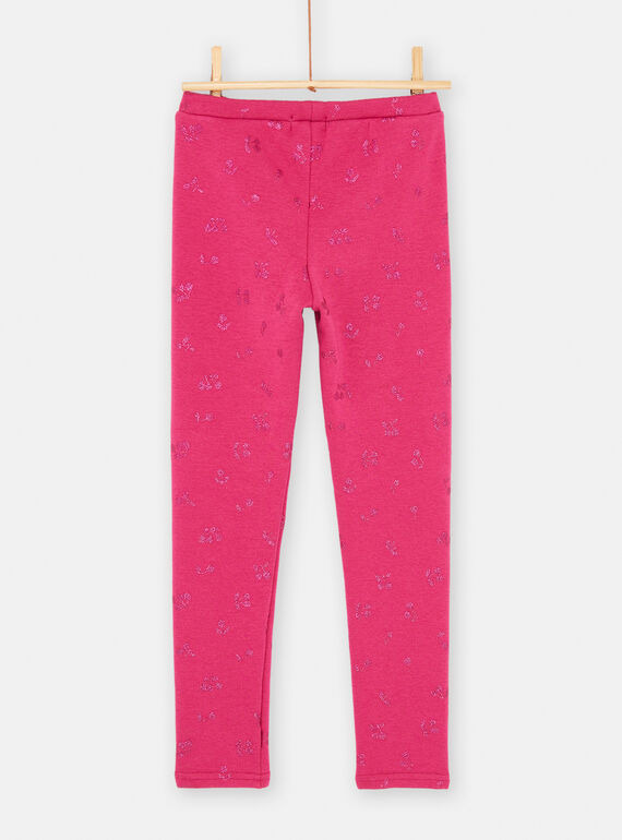 Girl's petunia pink legging with cherry print SAJOLEG5 / 23W901N7PAN310