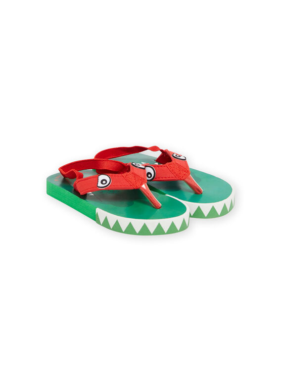 Green and red flip-flops with crocodile print child boy NOTONGCROC / 22KK3681D01050