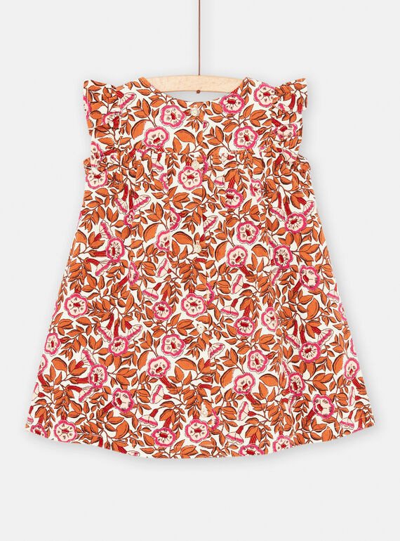 Baby girl pink and orange floral print dress SILOROB1 / 23WG09R2ROB001