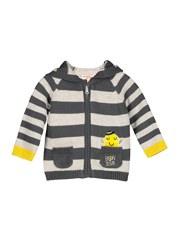 Baby boys' striped zipped hoodie FULIGIL / 19SG1021GIL099