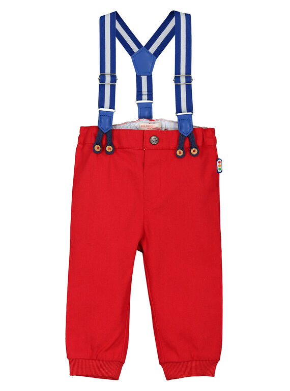 Baby boys' red trousers with braces FUCOPAN / 19SG1081PANF505