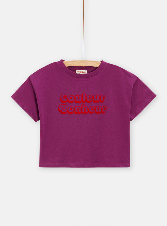 Purple oversized t-shirt with lettering for girls TAMUMTI2 / 24S901R1TMC712