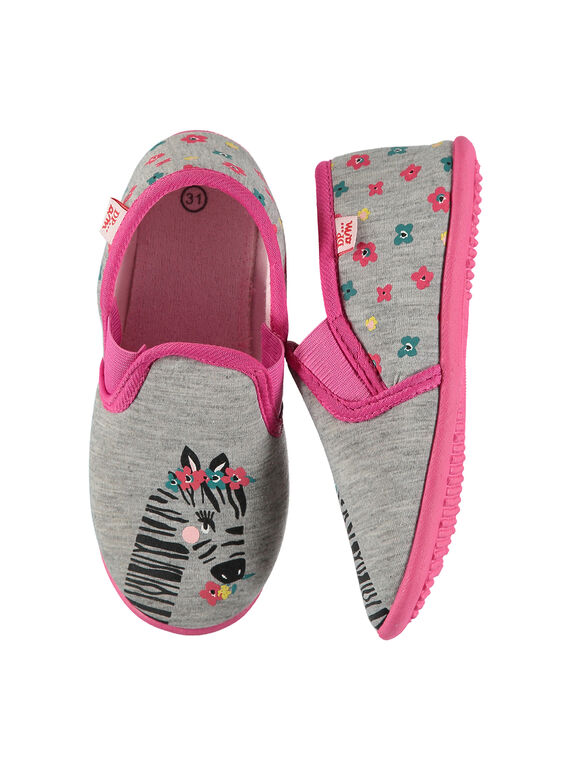 Girls' slip-on slippers FFSGZEBR / 19SK3531D0B943