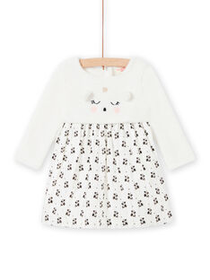 Baby girl's two-tone fabric dress with mouse pattern MIHIROB3 / 21WG09U2ROB003
