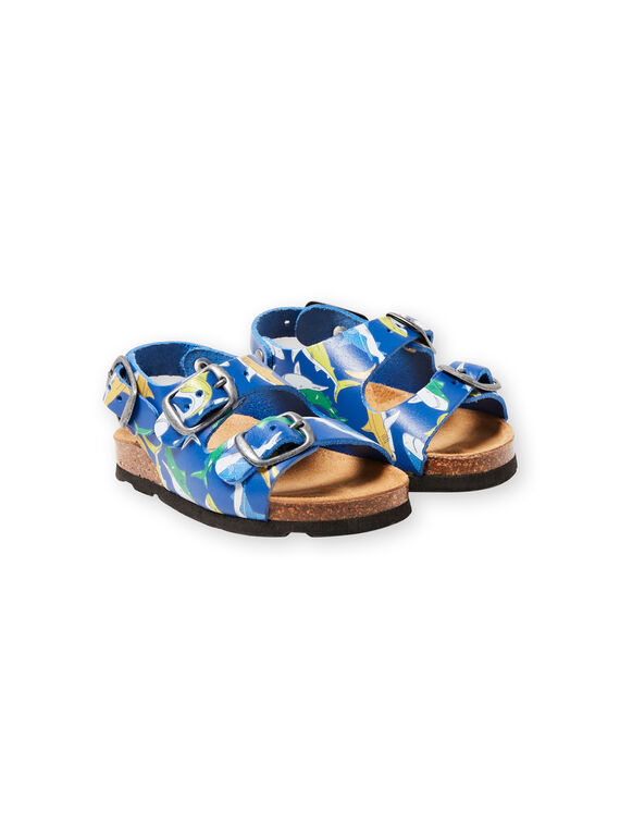 baby boy navy blue sandals with shark print LBGNUREQUIN / 21KK385CD0E070