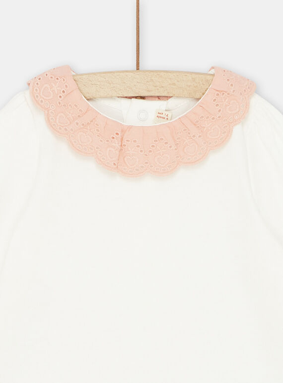 Baby girl unbleached bra with pink collar SIJOBRA3 / 23WG09B4BRA001