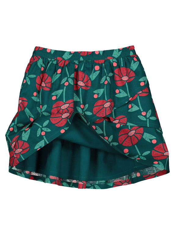 Girls' flowery asymmetric skirt GAVEJUPE / 19W90121JUPG627