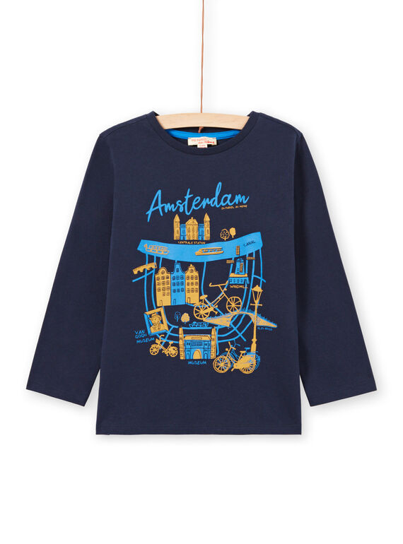 Long sleeve t-shirt blue Amsterdam design child boy MOJOTEE4 / 21W90223TML705