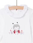 White bodysuit with ladybug and flower motifs for a girl birth NOU1BOD4 / 22SF0341BOD000