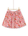 Old pink skirt with fancy flowery print in velvet child girl MASAUJUP2 / 21W901P1JUP303