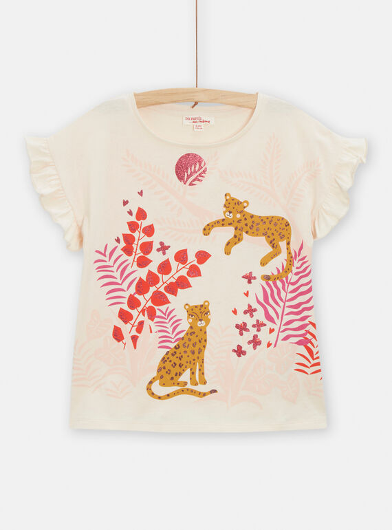 Ecru t-shirt with animal motif for girls TALITI1 / 24S901T1TMC003