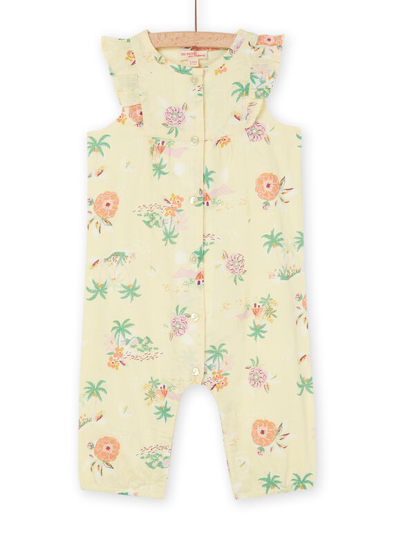 Pale yellow jumpsuit with flower print RIEXOSAL / 23SG09V1CBL103