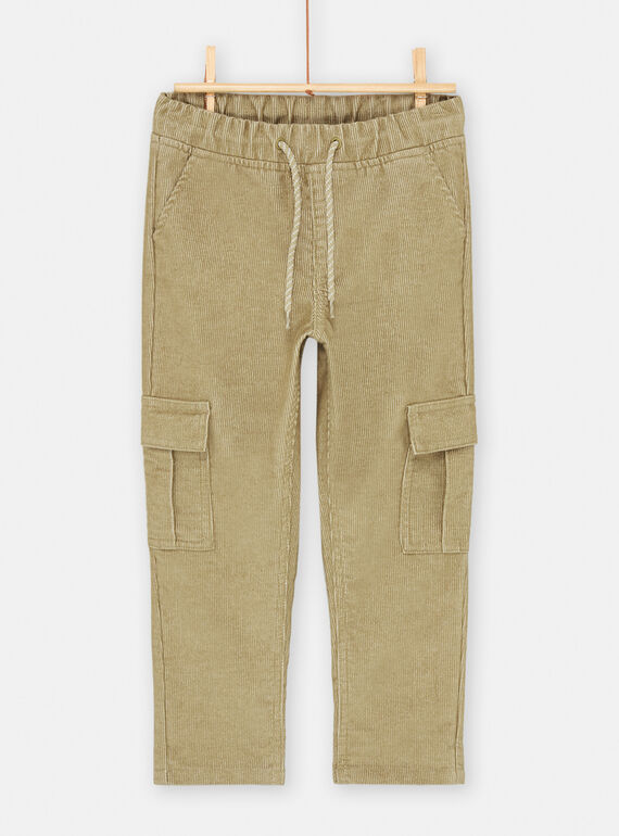 Boys' soft khaki cargo pants SODUPAN / 23W902P1PAN626