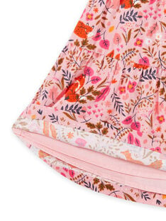 Old pink skirt with fancy flowery print in velvet child girl MASAUJUP2 / 21W901P1JUP303