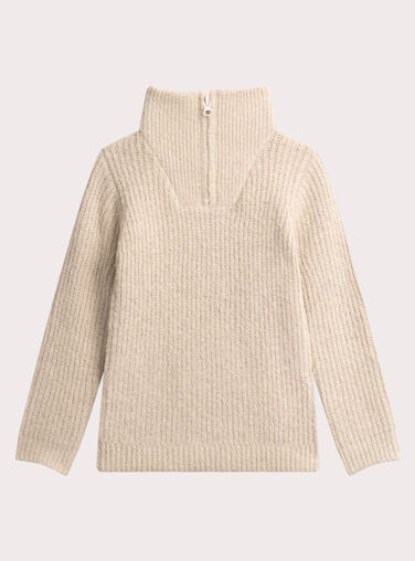 Beige trucker collar sweater for boys  VOBAPUL / 24W902Q1PULA011