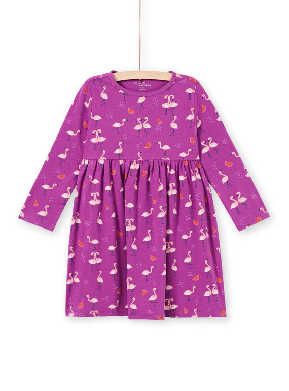 Girl's purple nightdress with pink flamingos and watermelons MEFACHUFLA / 21WH1131CHN712