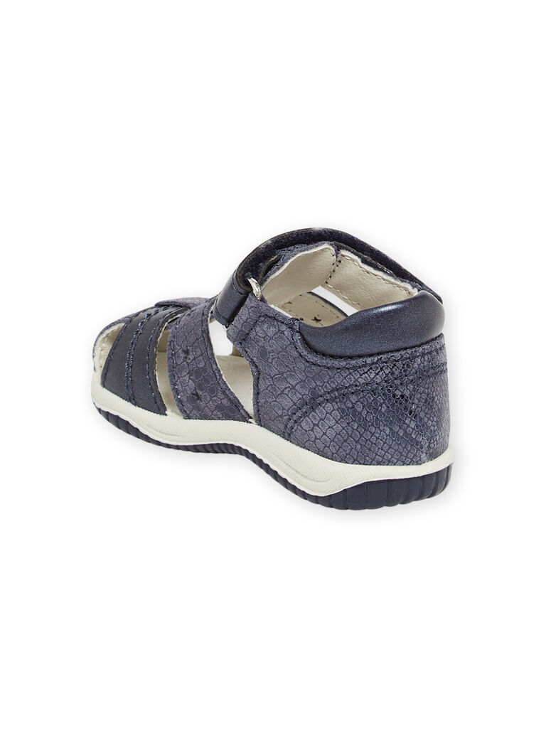 Baby girl navy blue leather sandals NISANDMELANIE / 22KK3742D0E070