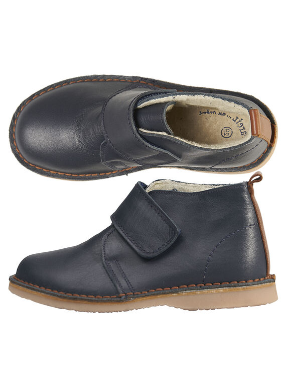 Navy blue leather booties child boy GGBOOTVITAL / 19WK36X1D0D070