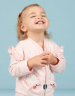 Baby girl pink cardigan with koala and ruffle details NIMOCAR2 / 22SG09N2CARD327