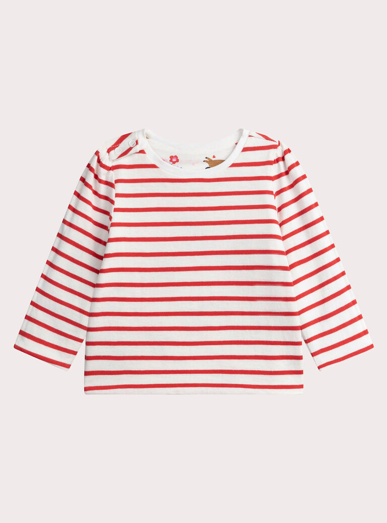 Baby girls' reversible ecru T-shirt Baby girls' reversible ecru T-shirt WIKATEE / 25SG0931TMLA001