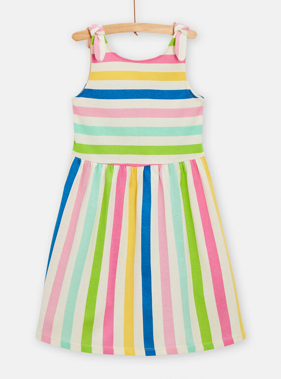 Multicolored striped dress for girls TAPLAROB2 / 24S901S1ROB003