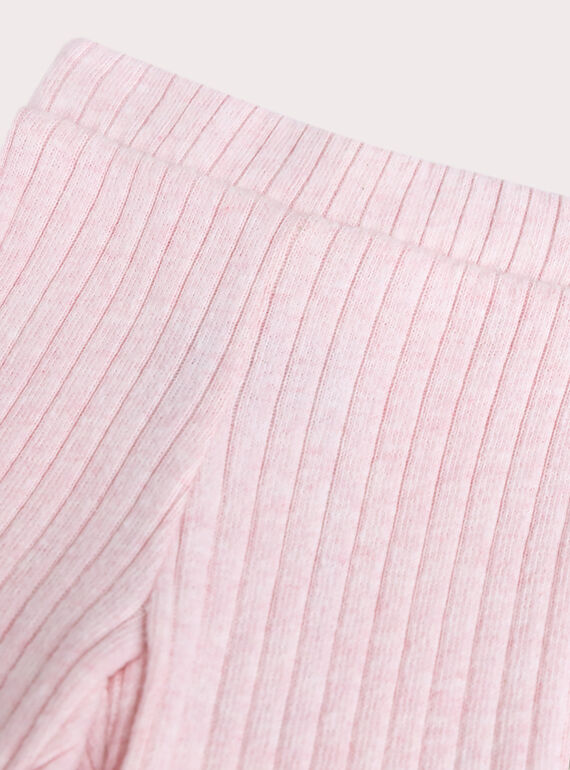 Pink motted ribbed leggings for baby girl  VYIJOLEGCO2 / 24WI09G1CALD314