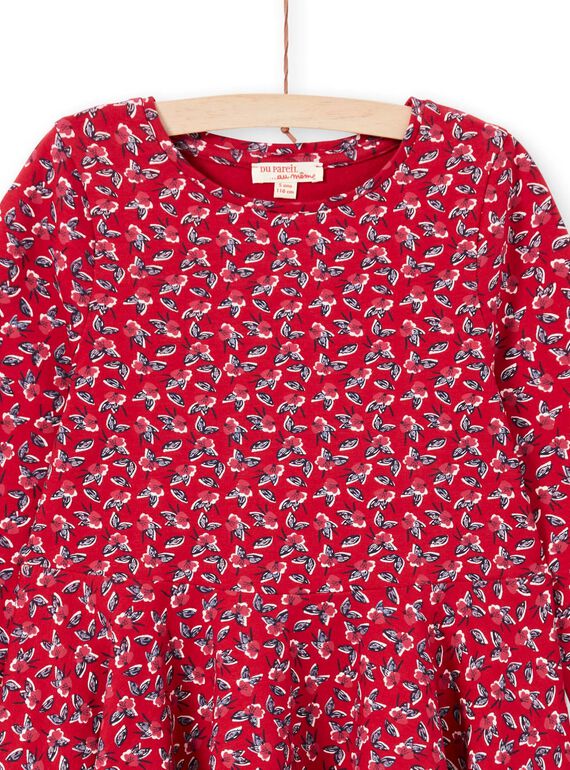Red dress with flowery print for baby girl MAMIXROB3 / 21W901J1ROB511