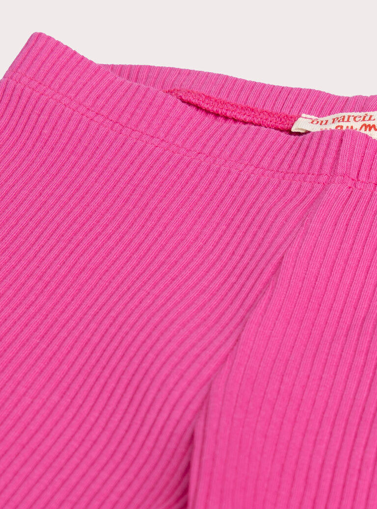 Pink ribbed leggings for girls  VYAJOLEG6 / 24WI01G3CAL030