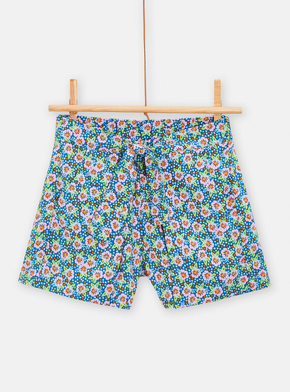 Blue, green and pink shorts with floral print for girls TARYSHORT2 / 24S901U2SHOC228