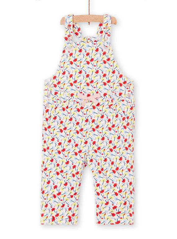 Red and blue dungarees with floral print baby girl LICANSAL / 21SG09M1SAL001