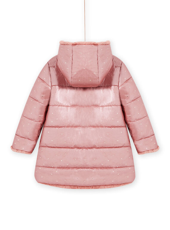 Child girl pink reversible hooded parka in faux fur MACOMPARKA / 21W90164PAR303