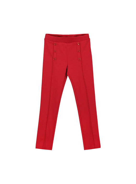 Girls' red Milano knit trousers FAJOPANT3 / 19S90132D2B050