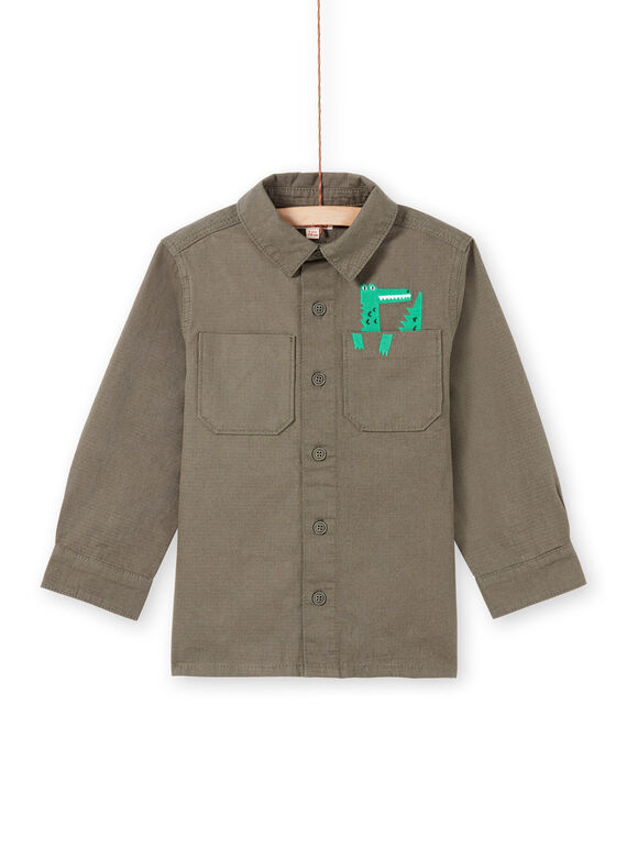 Boy's khaki crocodile print long sleeve overshirt MOKASURCHEM / 21W902I1CHM628