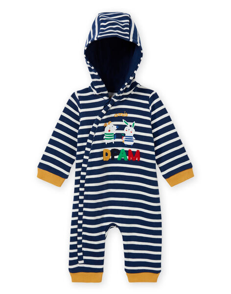 Baby boy's midnight blue striped jumpsuit with animal print MUMIXCOM / 21WG10J1CBL713